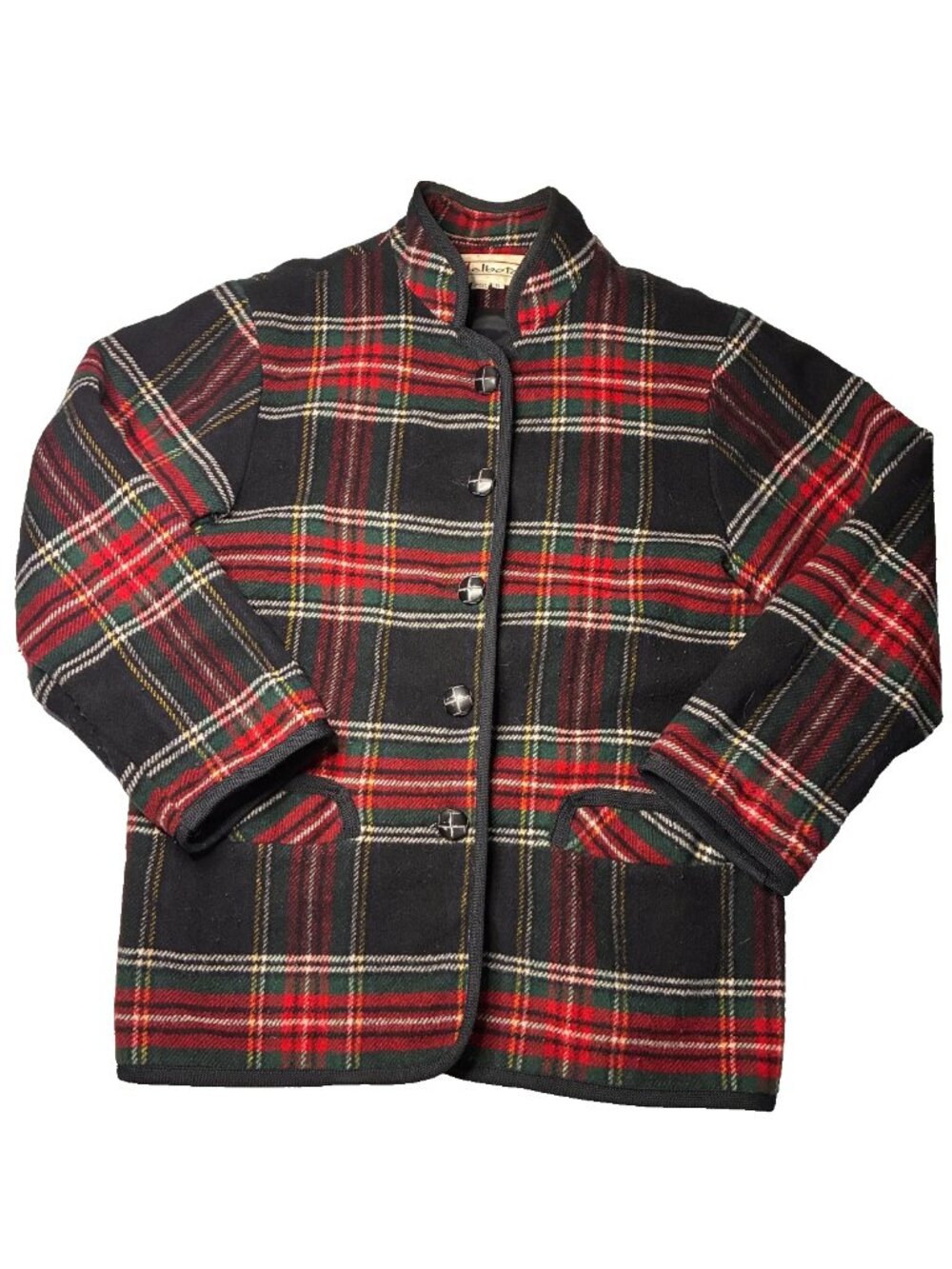 VTG Talbots Jacket 8 Black Wool Plaid Tartan Coat Quilted Lined USA ButterMom